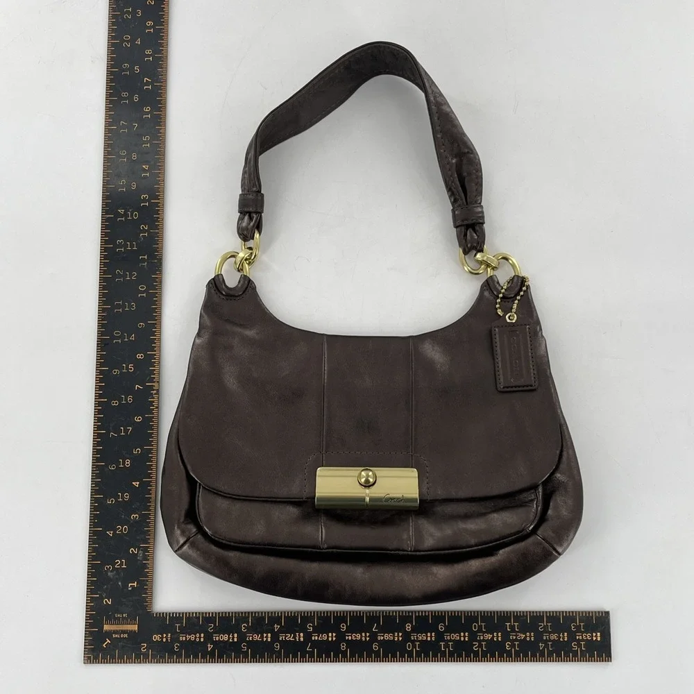 Coach Y2K Kristin Leather Hobo Shoulder‎ Flap Bag Metallic Bronze 18809 Hang Tag